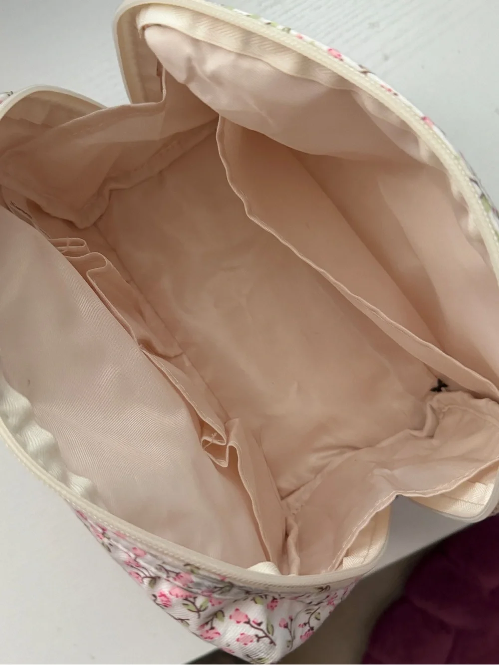 Floral Pink Cotton Cosmetic Pouch
